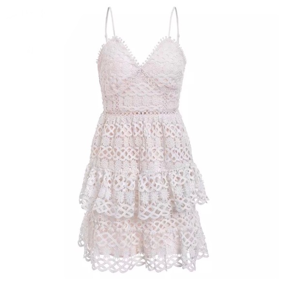 CLEARANCE Ivory Crochet Ruffled Founce Dress - Picture 2 of 2